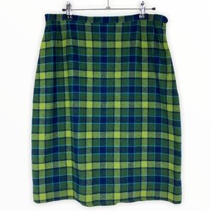 50’s Vintage Pendleton Green Plaid Wool Skirt